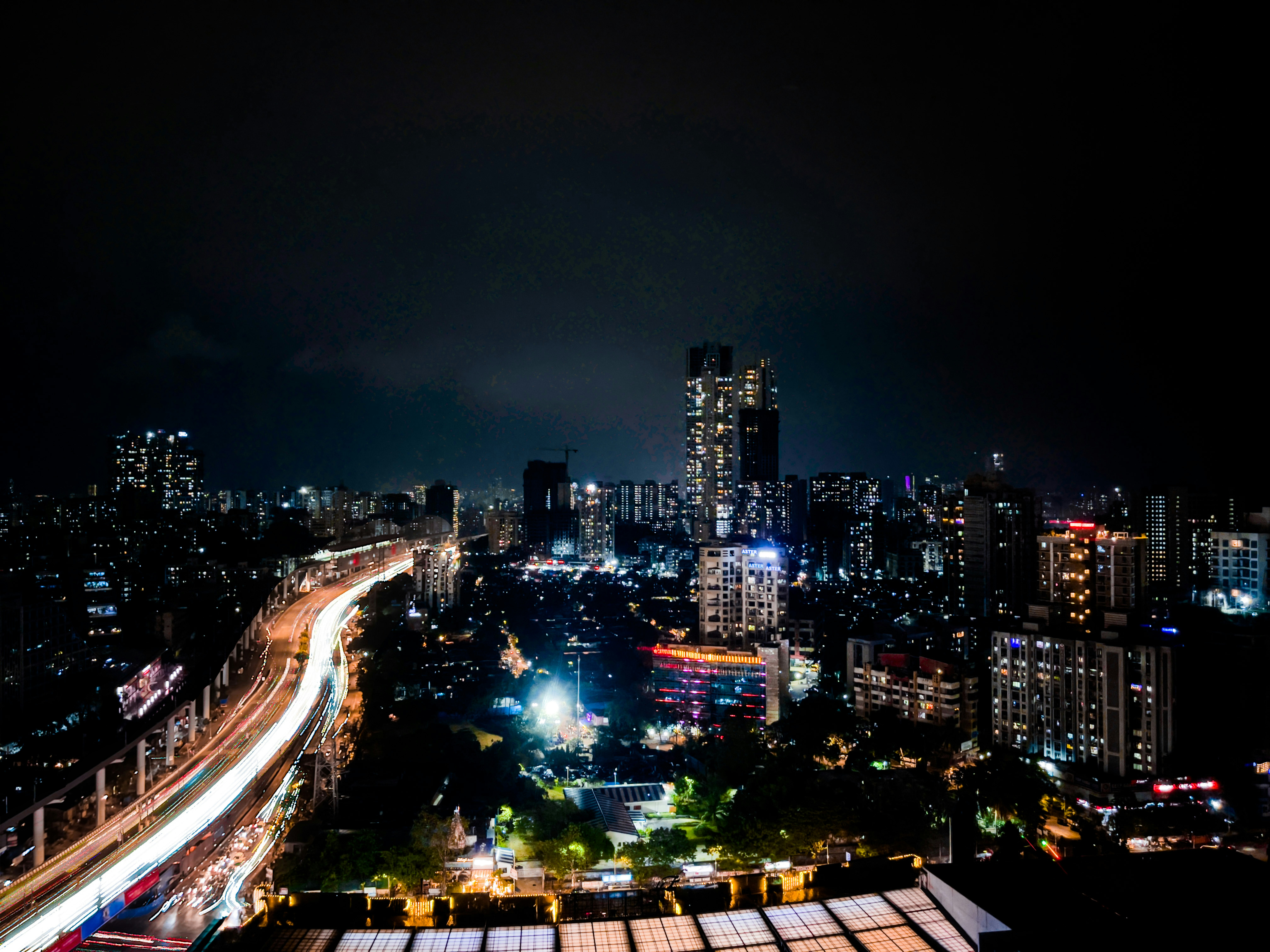 Vibrant city night skyline with glittering lights and urban energy